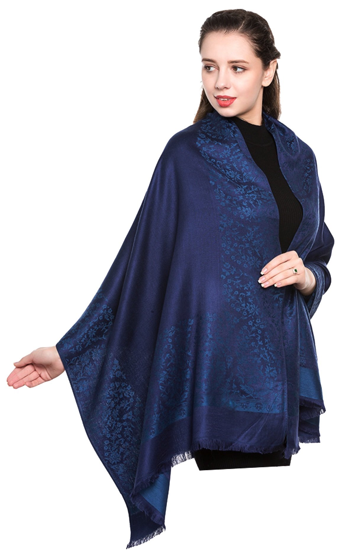 World Of Shawls, Pashmina De Diseño De Flores Con Bordes