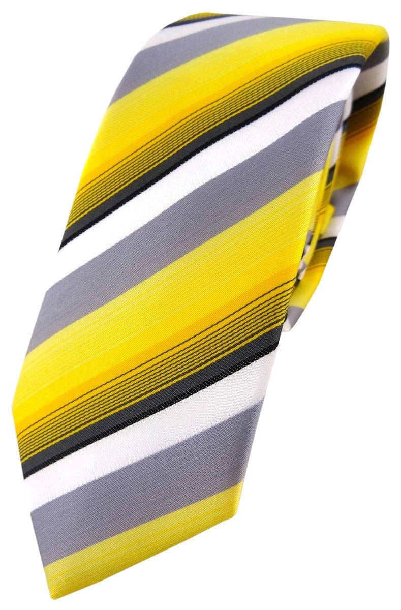 TigerTie Men's Striped Necktie Accessories for Men, yellow gelb grau weiss schwarz anthrazit One size
