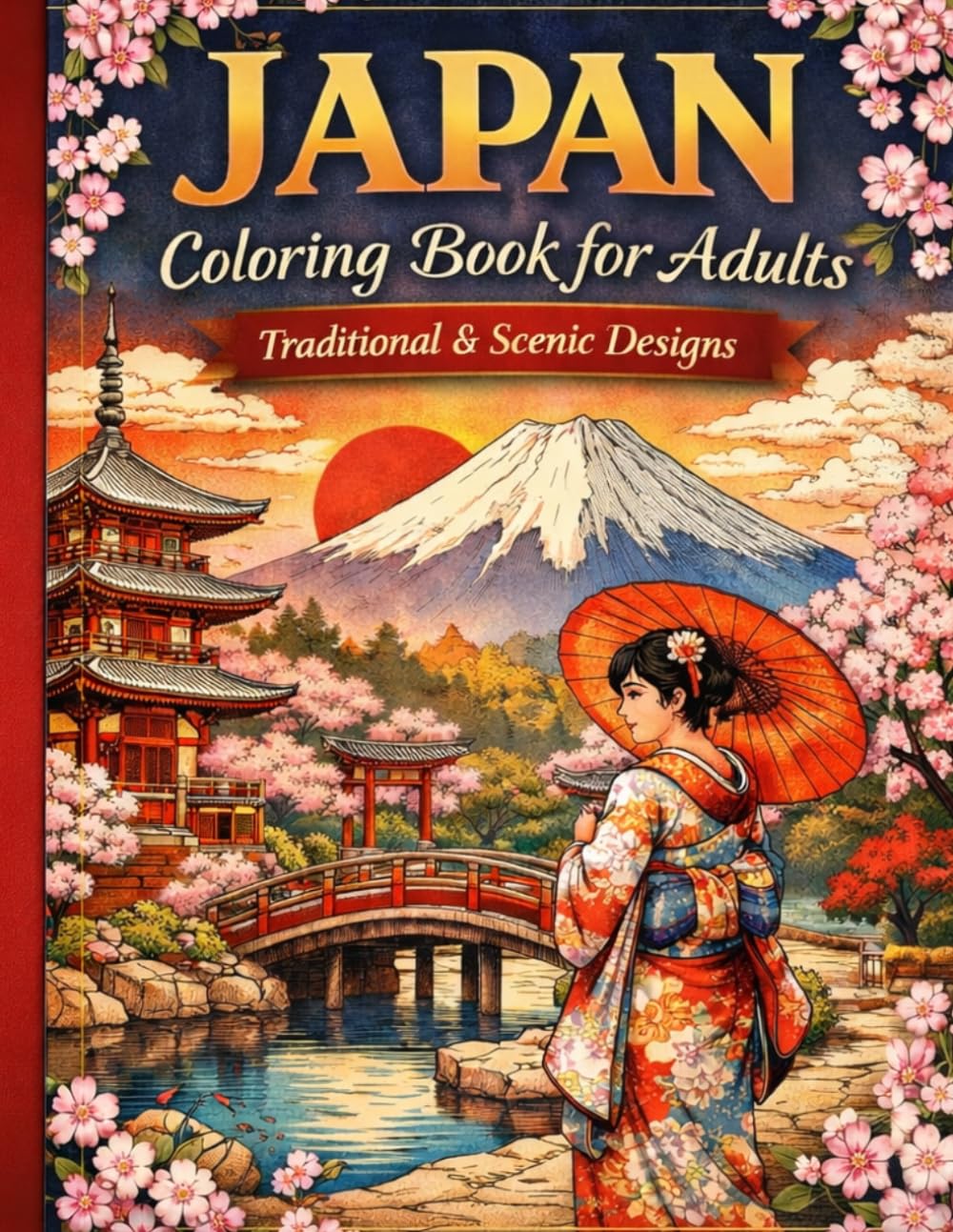 Japan Coloring Book for Adults: Traditional & Scenic Designs: Japan Coloring Book for Adults Traditional Landscapes, Taisho Era Scenes, and Japanese Landmarks