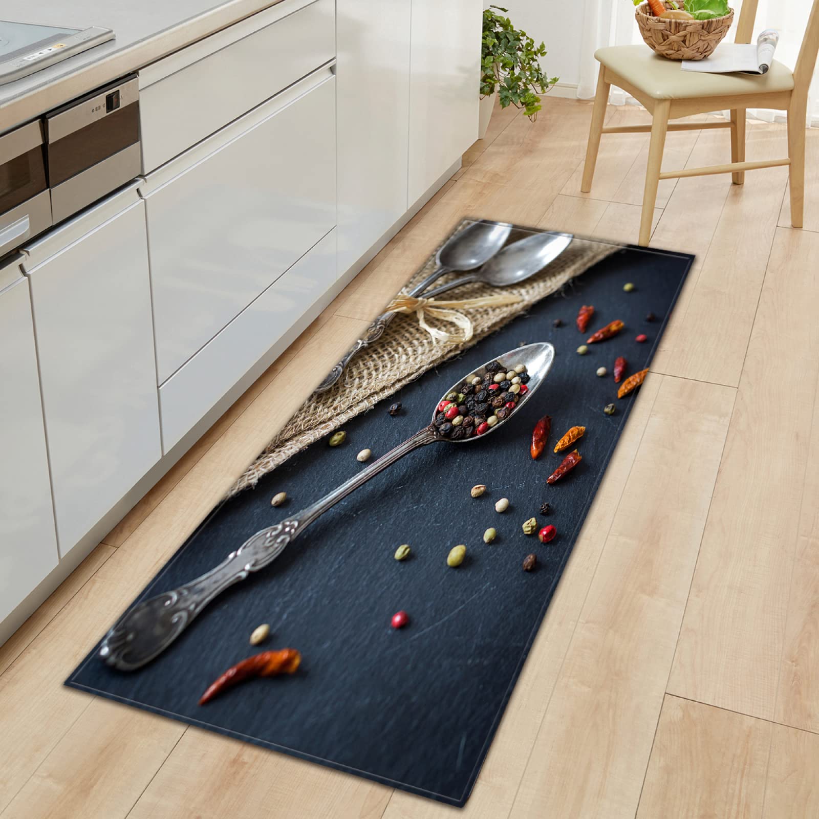 Tapis De Cuisine Antidérapant 50x80 Cm - Surface En Polyester Absorbant, Dos En Caoutchouc, Lavable En Machine