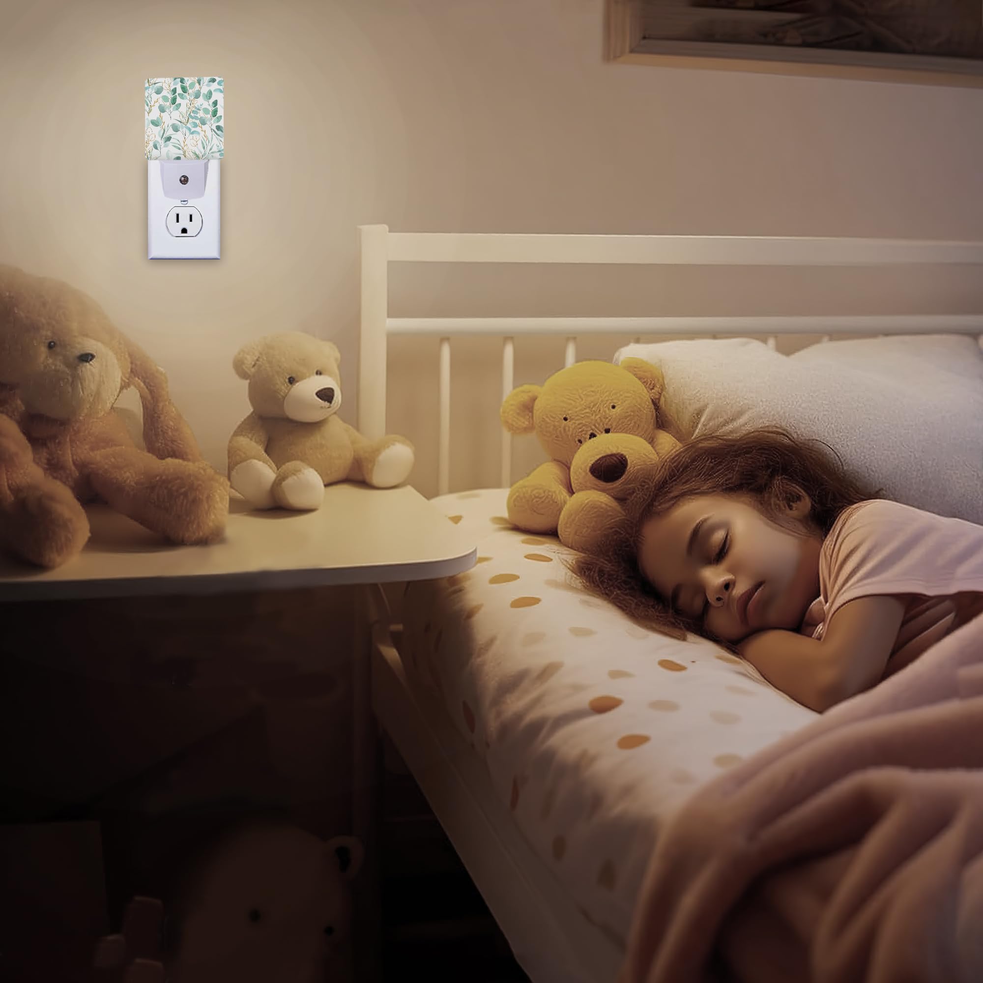 ZTHLL Eucalyptus Green Leaf Night Light Night Light Plug into Wall with Dusk to Dawn Sensor LED Lamp — view 6