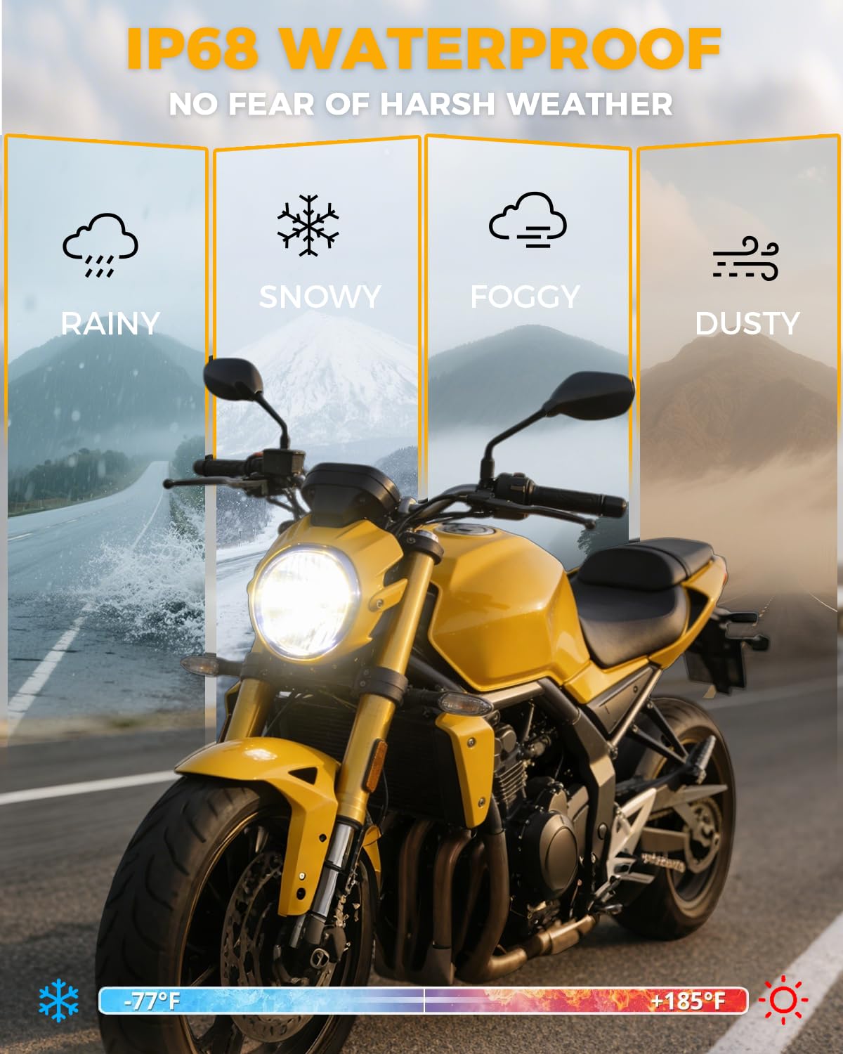 BMT xms H4 LED Moto Faro, 9003 HB2 LED Lampadine Compatibile 12V Moto Scooter, Abbaglianti e Anabbaglianti 10000LM 6500K bianco brillante, Confezione da 1