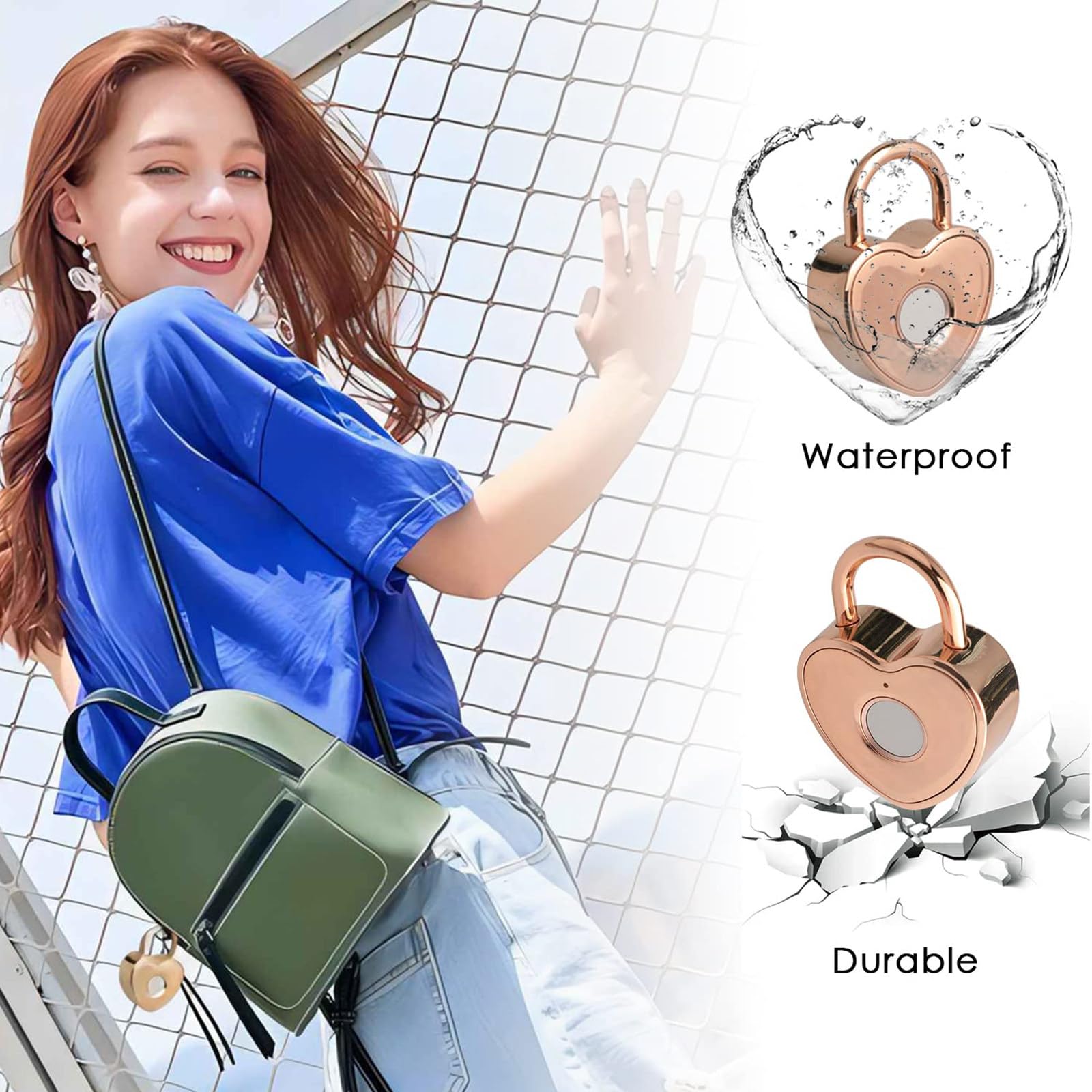 Candado de huellas dactilares, cerradura recargable por USB inteligente para taquillas de gimnasio, mochilas, maletas, diseño pequeño y compacto