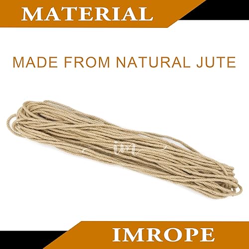 Miniatura 4 de Jute Rope 1/4 Inch 100 ft 6mm Thick Natural Clothesline Garden Twine Rope, 4 Strands Heavy Duty & Strong Decorative String for Crafts, Hanging Yute