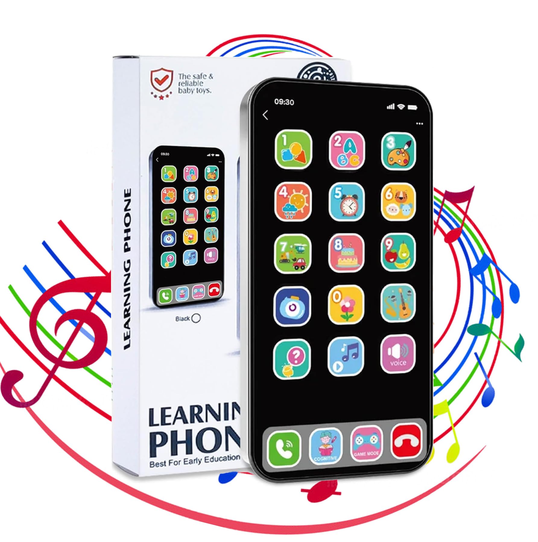 Baby Cell Phone Toys with Music, Kids Teething Toys Play Phone Musical Educational Toys for 6 12 16 18 Months Baby Toddlers and Aged 1+ Kids