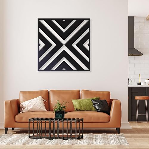 Miniatura 2 de Arte de pared geométrico de metal, decoración de pared de metal cuadrado 3D, arte abstracto de pared de metal, arte de pared de metal para