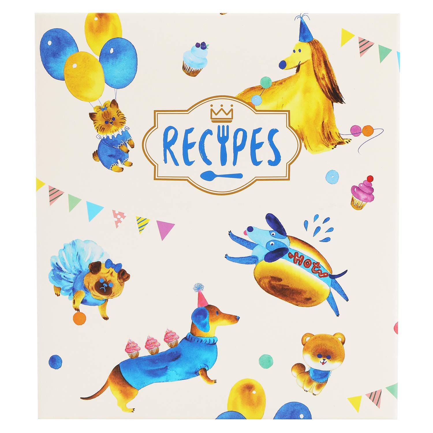 COFICE Recipe Binder – 8x9 Recipe Binder, 4x6 Recipe Cards and Tabbed Dividers, Dog Design