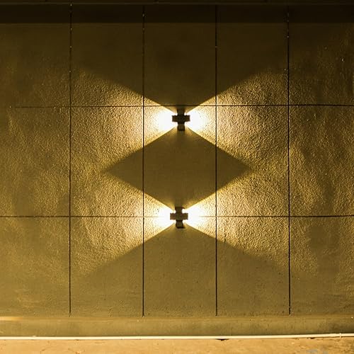 Miniatura 9 de ASLIDECOR Luces solares de pared con 2 modos de luz blanca cálida/blanco frío, iluminación decorativa impermeable para exteriores con panel solar