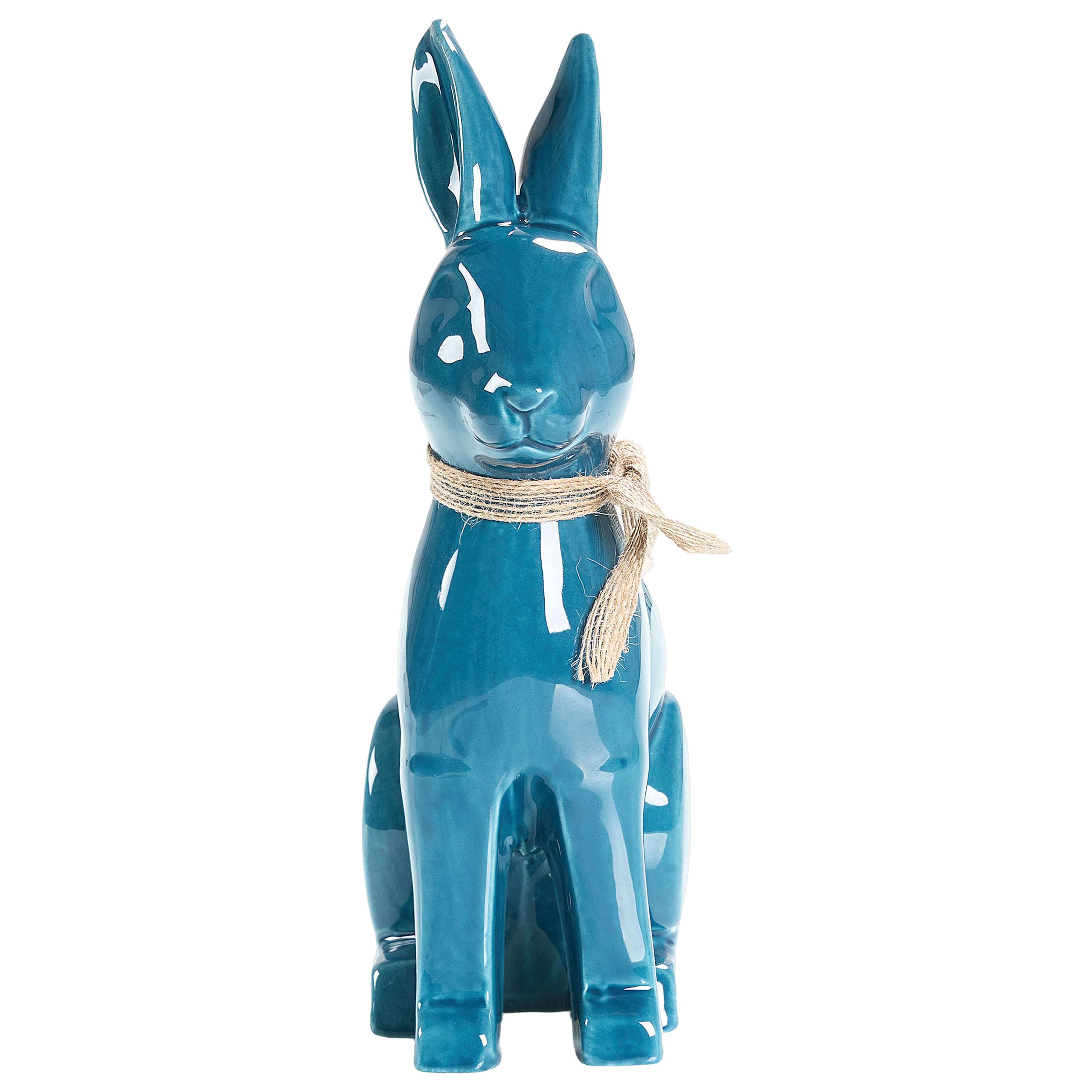 Beliani Figurine Décorative en Céramique Dolomite Lapin de Pâques Accessoires Salon Bureau Bleu Jambles