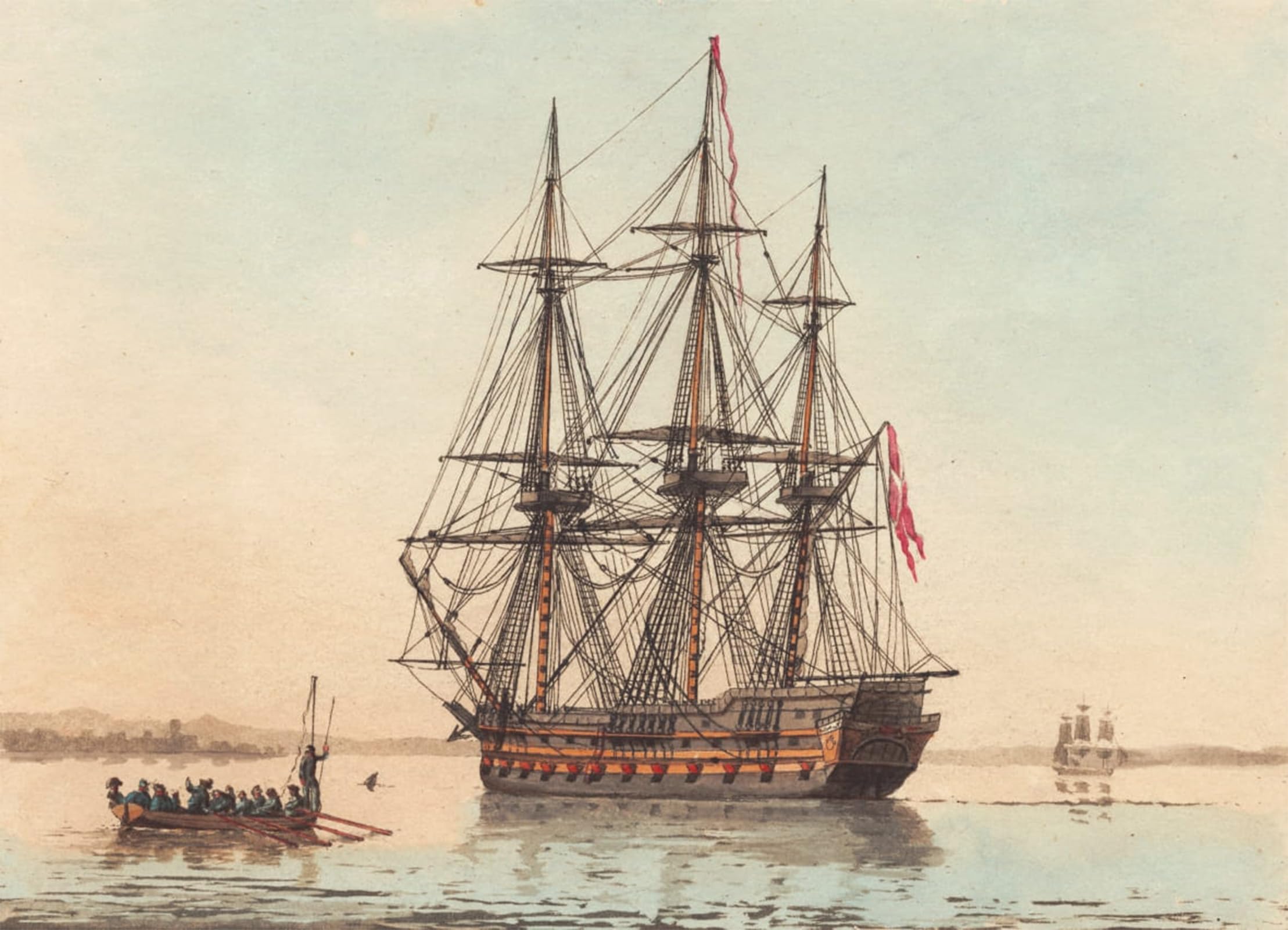 POSTERIIk Vintage Art Print Images Pictures Print a Danish Orlog Ship in a Quiet Morning by Niels Truslew Modern Colour Posters for Office Home Decor 60x90cm