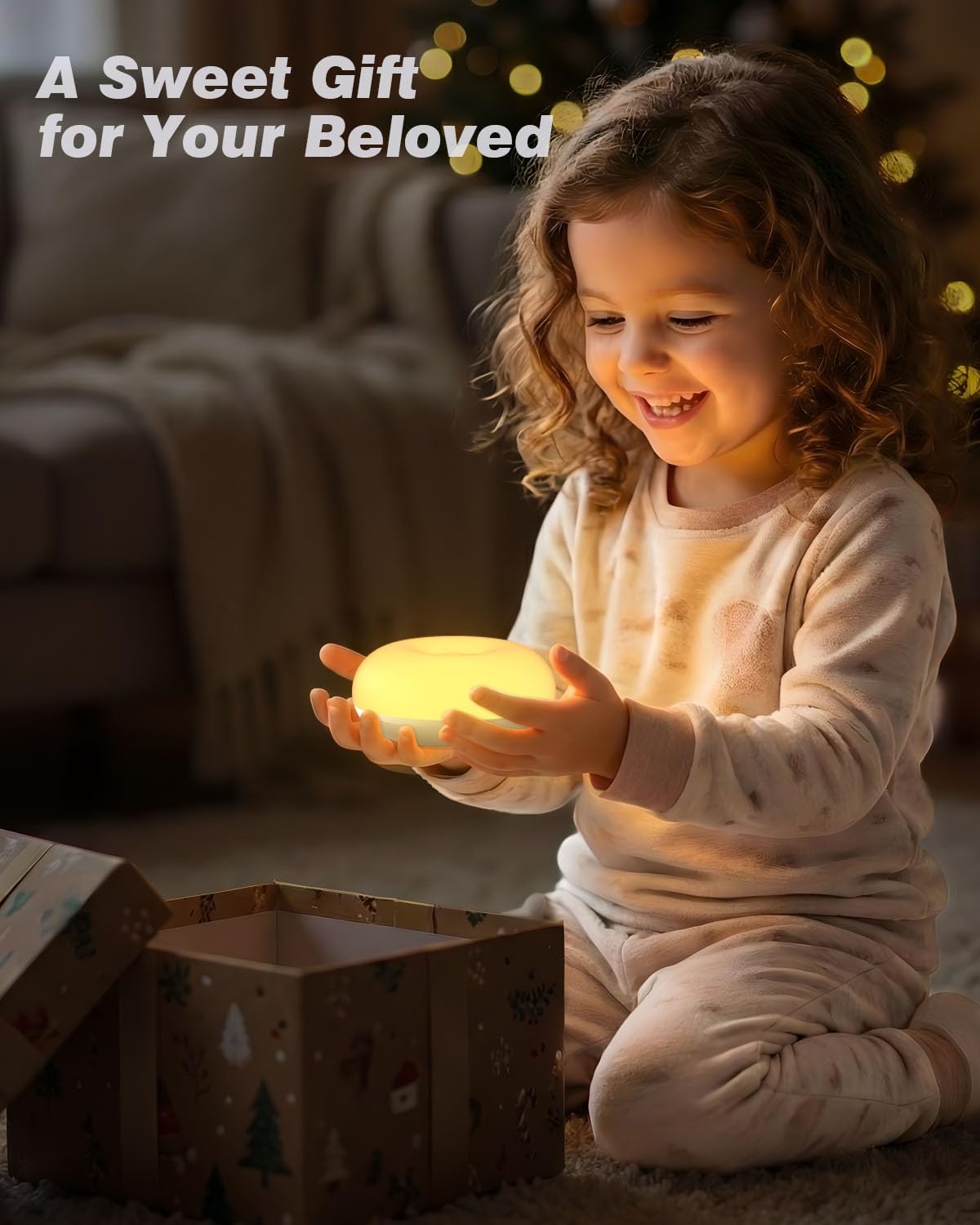 Luce notturna per bambini, 0 luce blu per l'allattamento al seno, design a ribalta, morbida senza BPA, 3 colori e oscuramento, luce notturna portatile ricaricabile per bambini