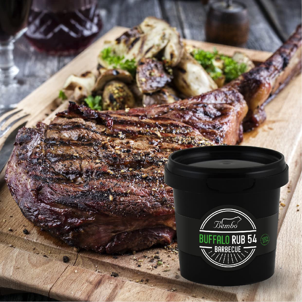 BBQ Buffalo Rub 54 Bembo - 450 g – Mix Spezie per Manzo e Grandi Tagli (Tomahawk, Costate) – Rub Barbecue per Marinatura a Secco – Ideale per Griglia e BBQ – Made in Italy