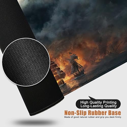 Miniatura 5 de A Pirate Boat Mouse Pad XXL - Alfombrilla de mouse grande para juegos de 35.5 x 15.8 pulgadas, alfombrilla de mouse de goma grande para escritorio