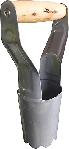 Miniatura 9 de Garden Guru - Maceta de acero para plantar bulbos, acero de alto carbono y mango tallado de madera cómodo, marcador de profundidad para plantar