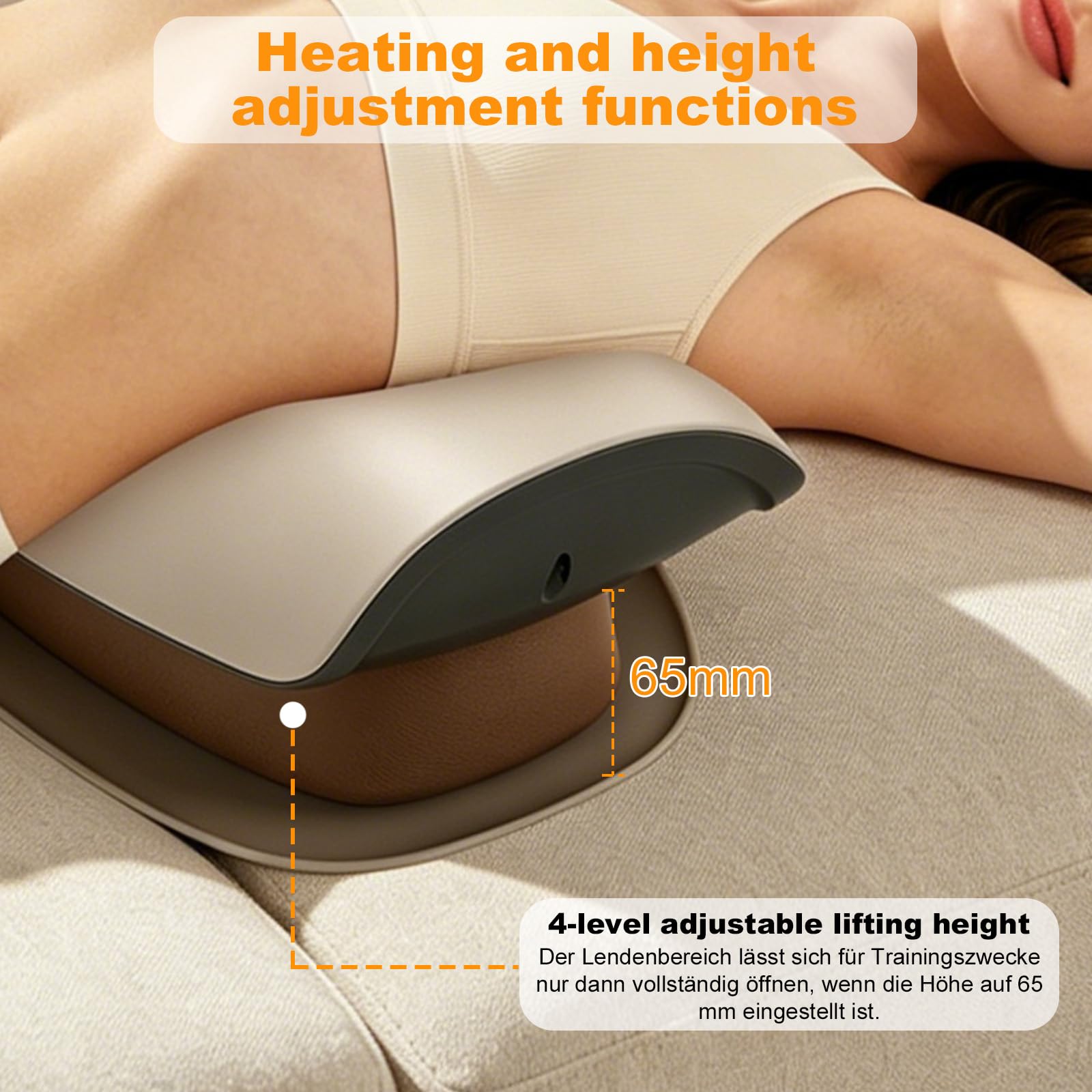 5 en 1 Appareil de Massage Lombaire électrique, 3 Niveaux Appareil de Massage Dorsal Sans Fil avec Traction 26°par Airbag, Compresse Chaude, Electrothérapie EMS à 6 Niveaux, Vibrations