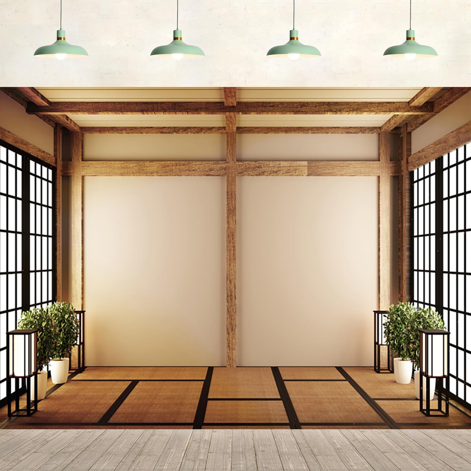 10x8ft Empty Room Backdrop Japanese Style Lobby Interior Traditional Business Office Background Video Conference Home Wall Hanging Decoration Online
