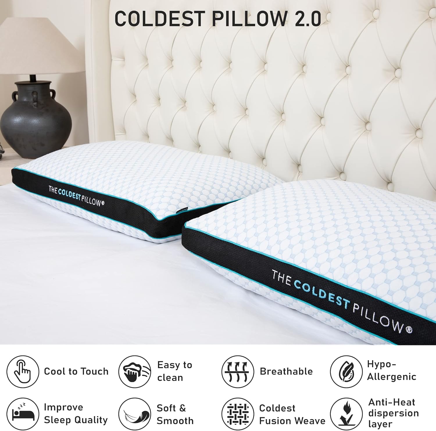 The Coldest Pillow Relleno ajustable, funda lavable y lo mejor para