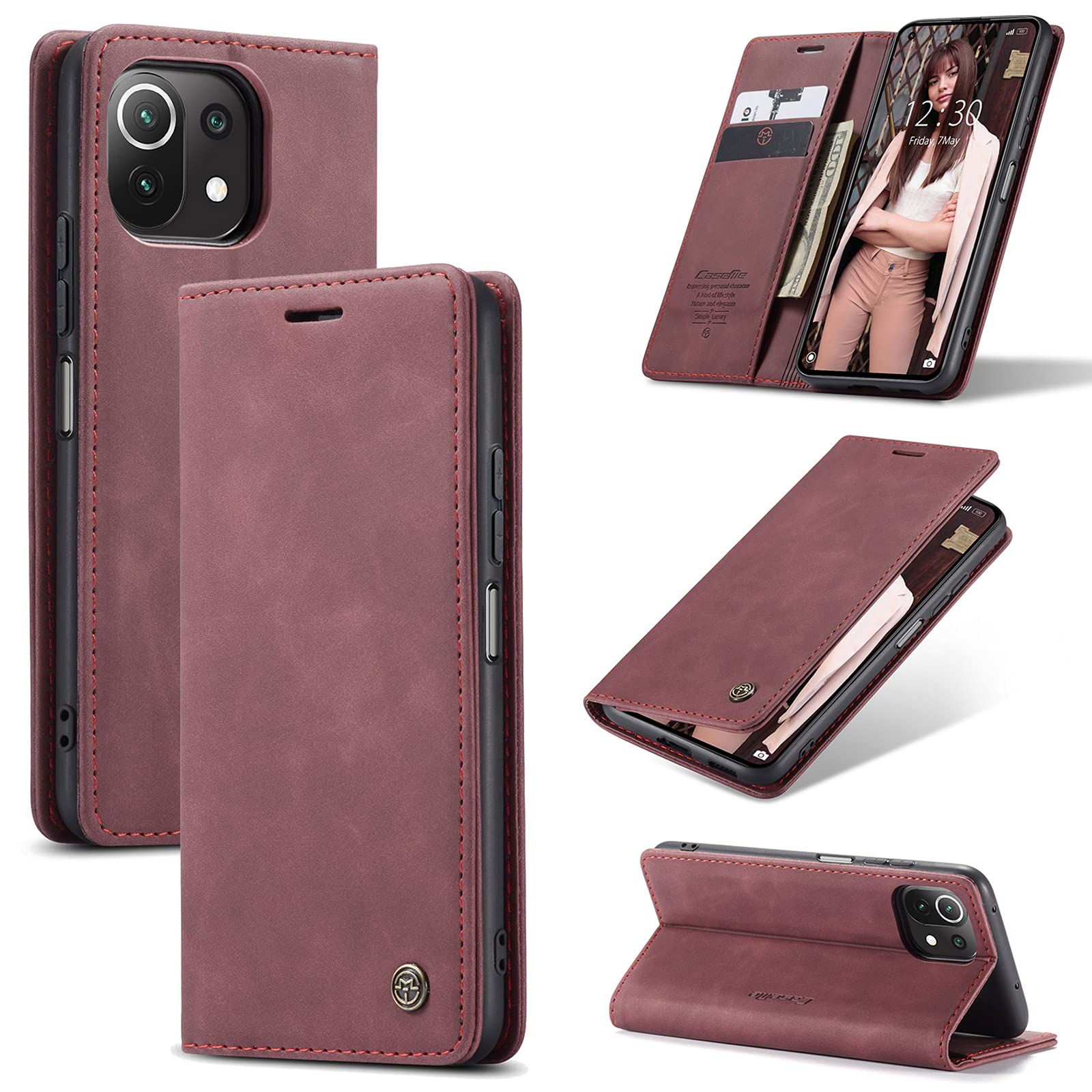 UFinetech Case for Xiaomi Mi 11 Lite, Leather TPU Cover for Xiaomi Mi 11 Lite 5G