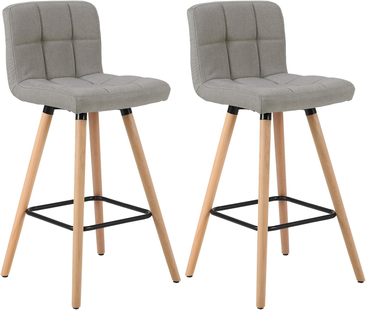 WOLTU Bar Stools Set of 2 PCS Soft Linen Seat Bar Chairs Breakfast