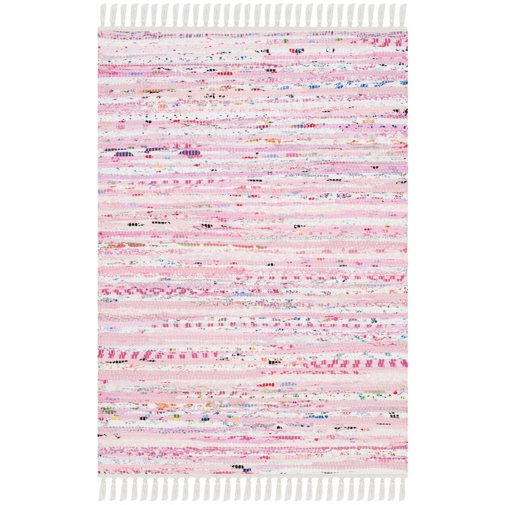 SAFAVIEH Rag Rug Collection Accent Rug - 3' x 5', Turquoise & Multi, Handmade Boho Stripe Cotton, Ideal for High Traffic Areas in Entryway, Living Room, Bedroom (RAR125C)