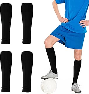 Tugaizi Soccer Sock Sleeves Black Soccer Shin Guards Sleeves Black Shin Pad Sleeves for Football Games Beginner Kids Boys Girls