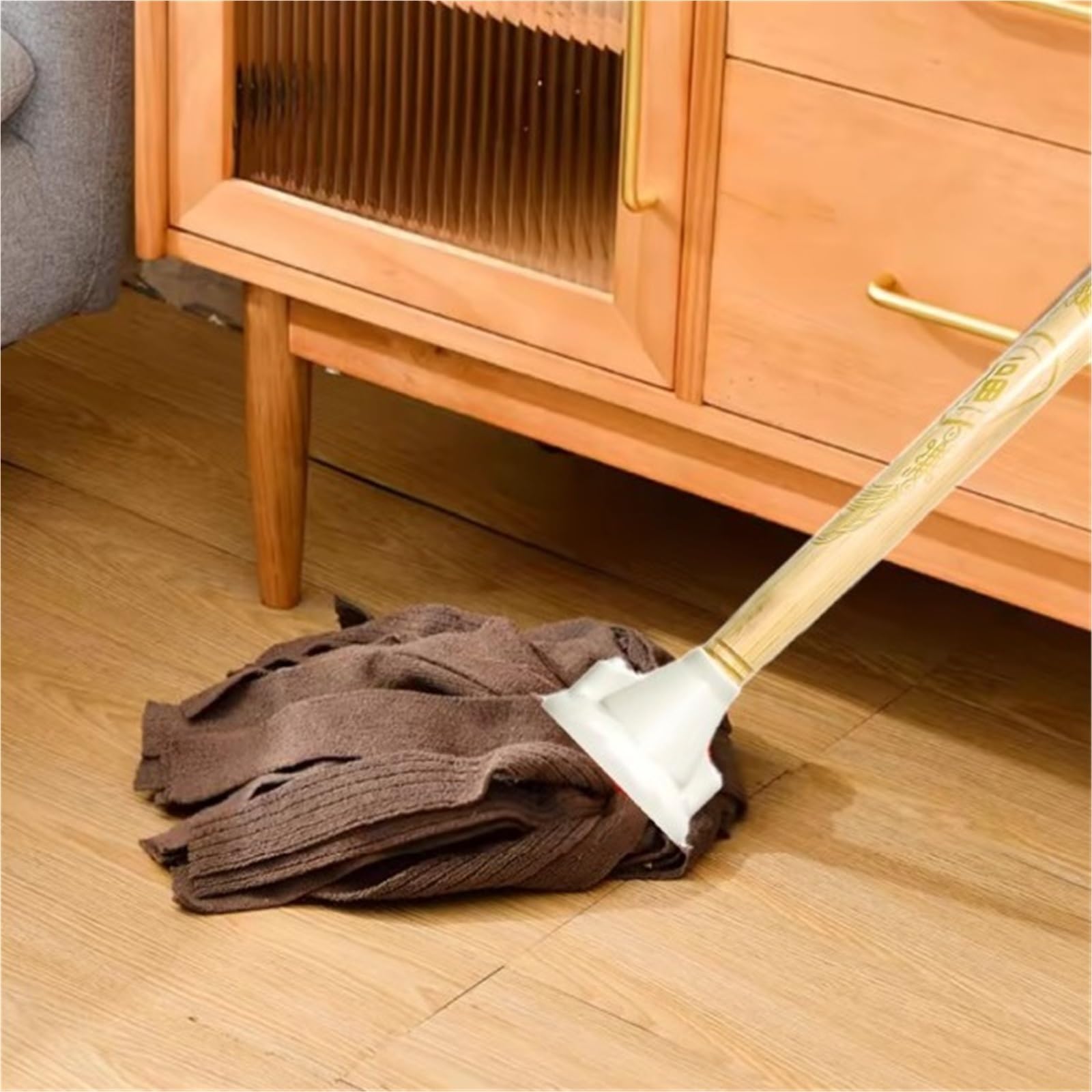 Fregona Fregona doméstica, fregona sin Lavar a Mano, fregona de Toalla Gruesa, fregona de Poste de Madera Absorbente Larga, fregona de Limpieza sin Rastro(Purple)