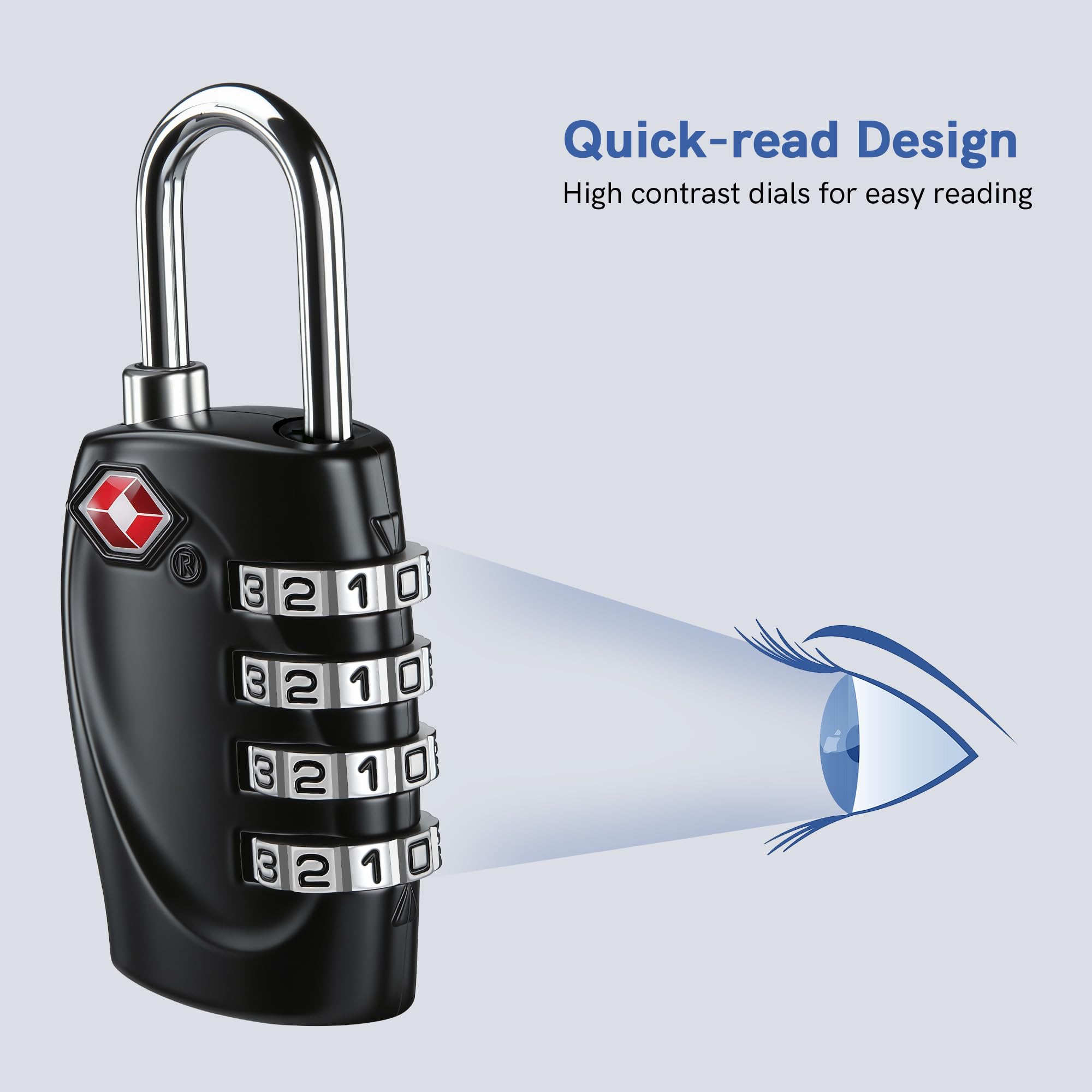 T Tersely （4 Pack）TSA Approved Luggage Combination Locks, 4 Digit Combination Padlock with Alloy Body TSA Lock for Travel Bag, Suit Case, Lockers, Gym, Bike Locks or Other