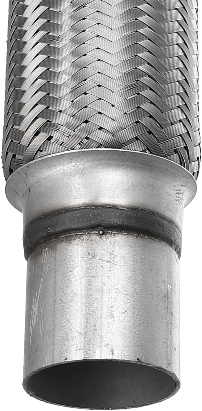 X AUTOHAUX 2"x6"x10" Car Exhaust Flexible Tubing Universal Exhaust Joint with Welding Extension Pipe Stainless Steel Silver Tone