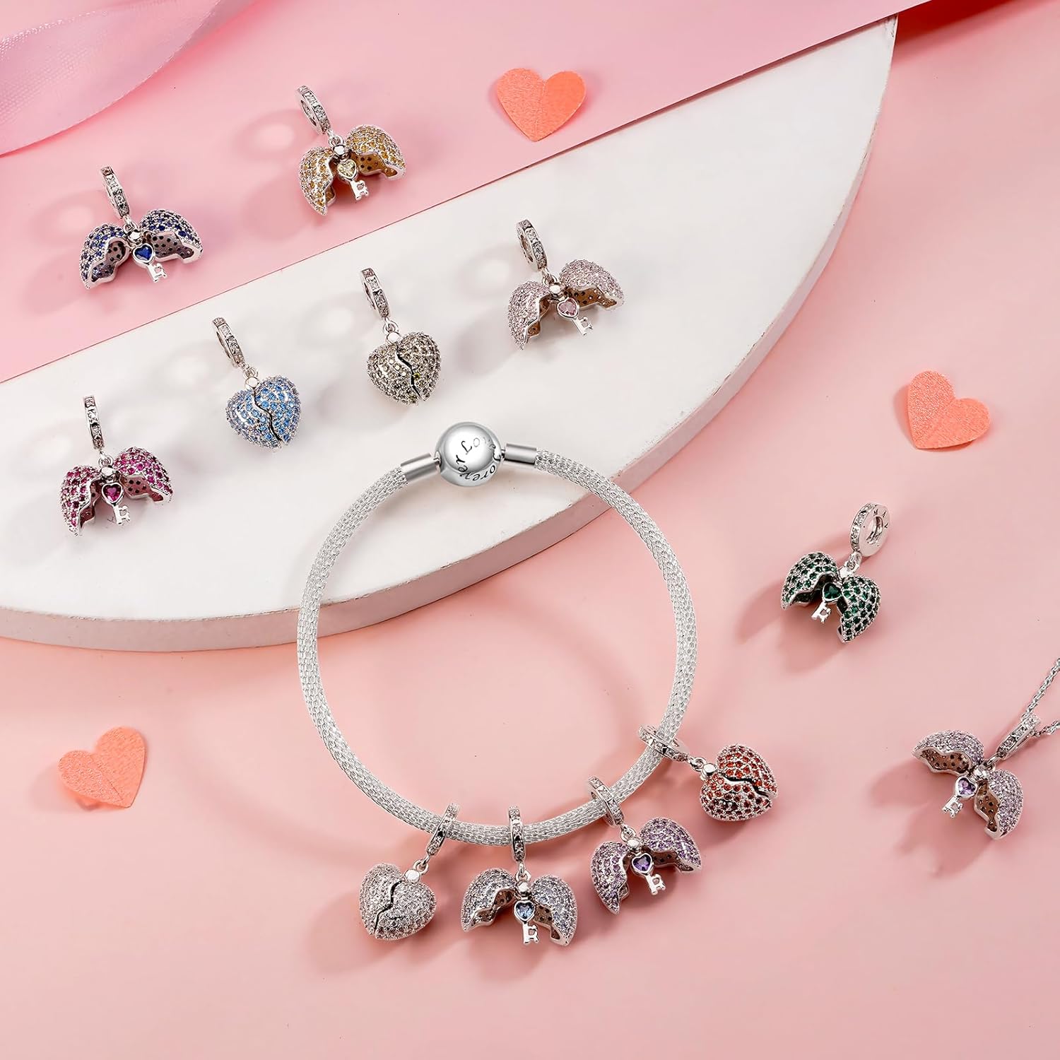 Annmors Birthstone Charms for Bracelet 925 Sterling Silver Charms fit Bracelet Necklace Dangle with 5A Cubic Zirconia Christmas Valentine Mother's Day Gift for Women - Image 6