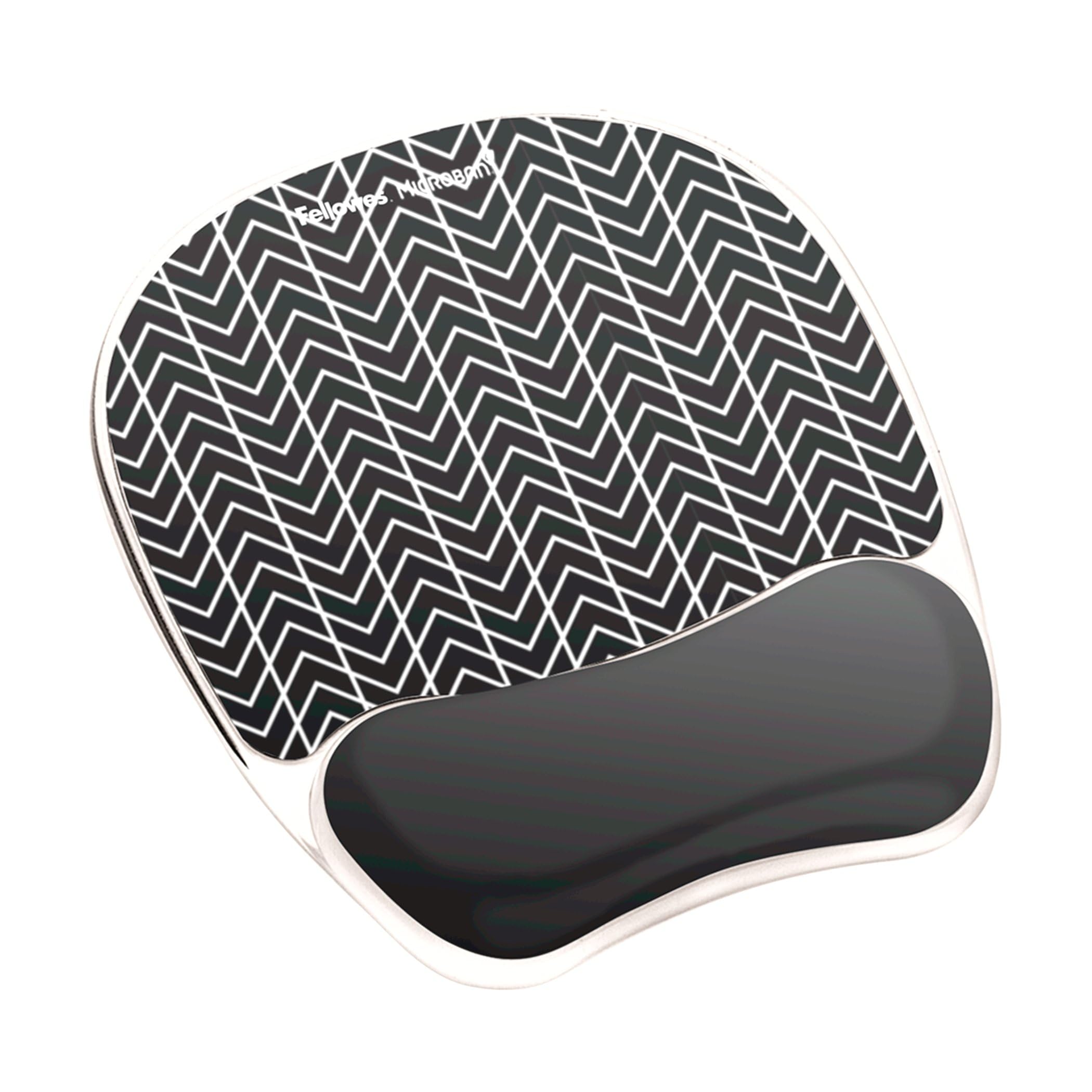 Fellowes Photo Gel Mouse Pad and Wrist Rest with Microban Protection, Black Chevron (9549901)
