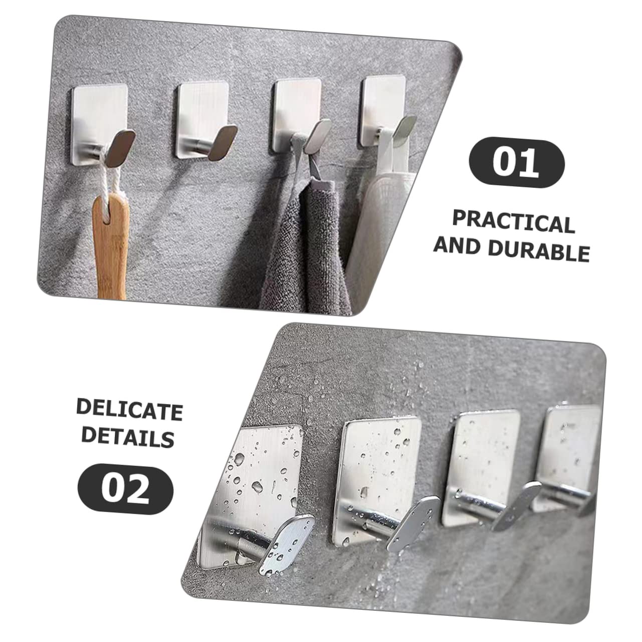 VASDEV 12 Piezas de Ganchos Adhesivos de Acero Inoxidable para Colgar en la Pared, colgadores para Ropa, Ganchos para Ropa, Ganchos para Llaves, Ganchos para Colgar en la Pared, Ganchos p