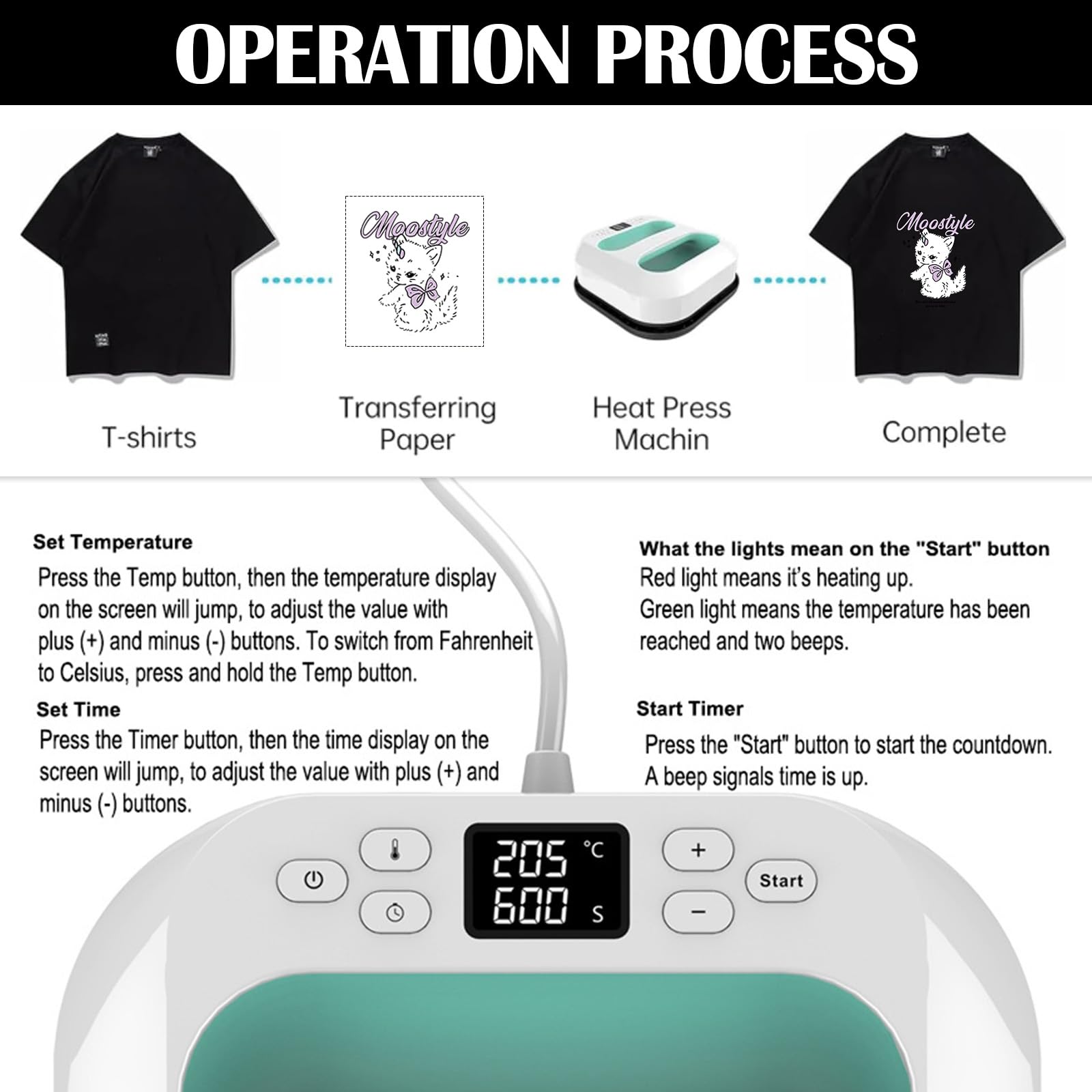 Plotter Prensa Transferencia, 9"X9" Prensa Calor Plotter De Prensa De Calor Máquina Trazador Camisetas MáQuina Impresión Con Temporizador Calentamiento Rápido Apagado Automático Para Bolsas Ropa