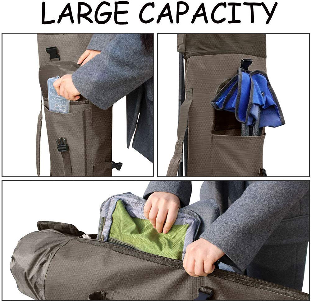 Allnice Bolsa organizadora de Lona Duradera para caña de Pescar y Carrete, Bolsa de Transporte de Viaje, Capacidad para 5 Postes y Aparejos, Khaki, 123cm x 34cm x 34cm, Clásico