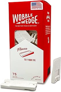 Wobble Wedges Flexible Plastic Shims, 75 Pack - Multi-Purpose Shim Wedges for Home Improvement and Work - Plastic Wedge, Table Shims, Toilet Shims, and Furniture Levelers - White Wedges, Leveling Feet
