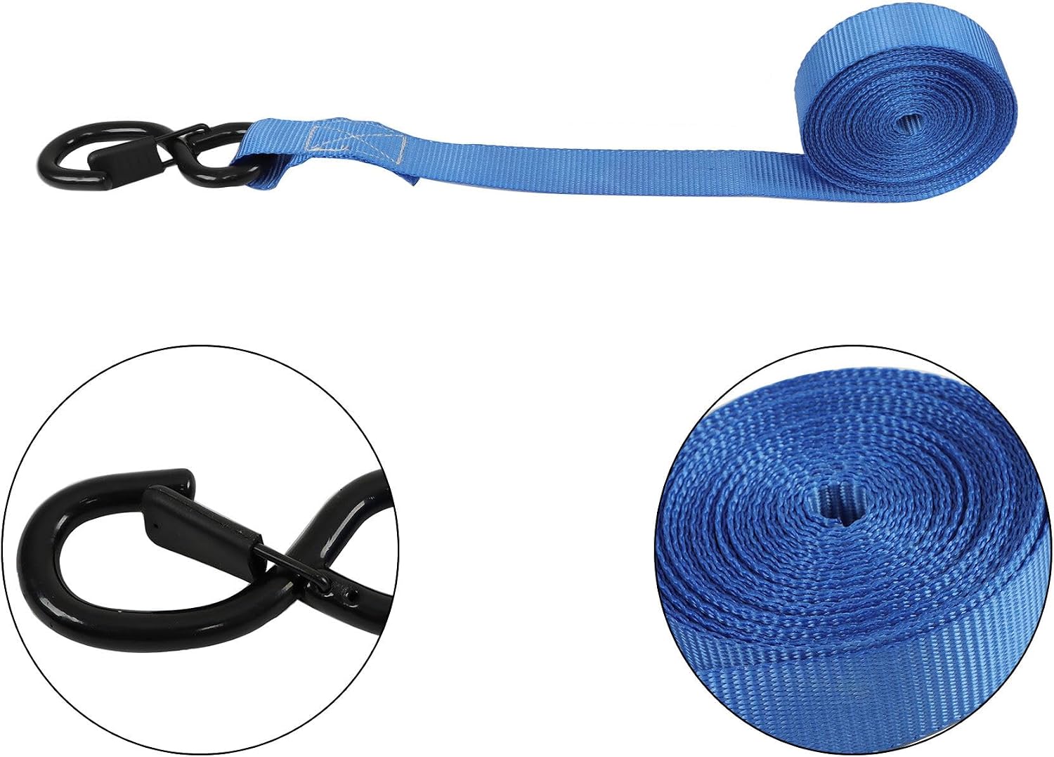 waltyotur Ratchet Tie Down Straps 4 PK 15 FT 2200 LB Break Strength Safety Lock S Hooks Blue