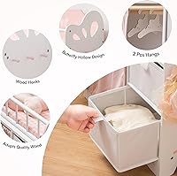 Vista 3 de Cuna de Muñeca de Bebé ROBUD, Cama de Muñeca de Madera con Almacenamiento y Ropa de Cama, Cuna de Juguete para Niños, Camas de Muñeca Rosas