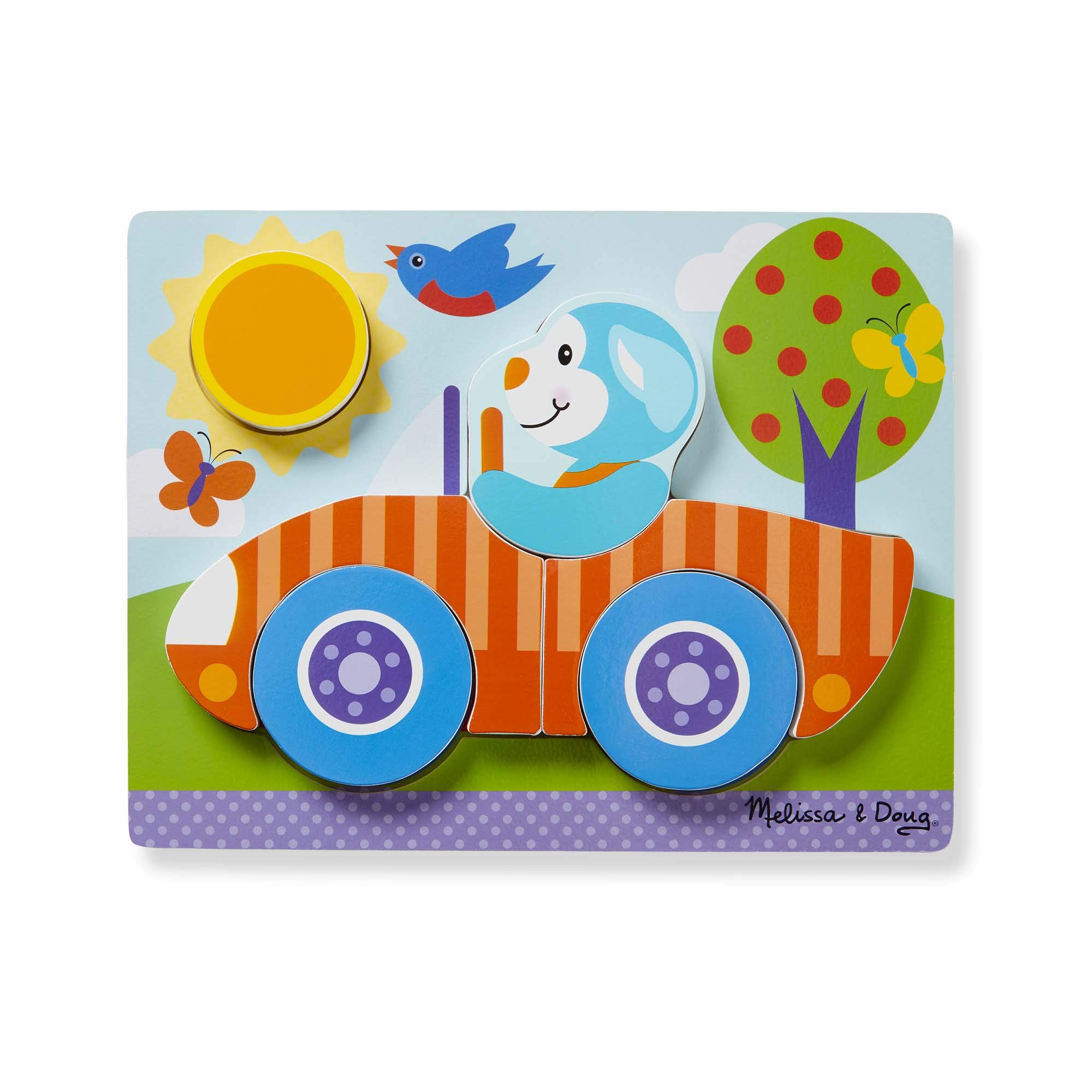 Melissa & Doug First Play Klobiges Puzzle aus Holz mit Transportmitteln, 4er-Set für Kleinkinder, jedes Puzzle 25 cm x 19 cm