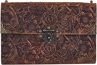Tempaky Caderno de viagem com padrão em relevo feito à mão em couro macio, com trava e chave, bloco de notas, papel kraft para viajantes, esboço e escrita de negócios