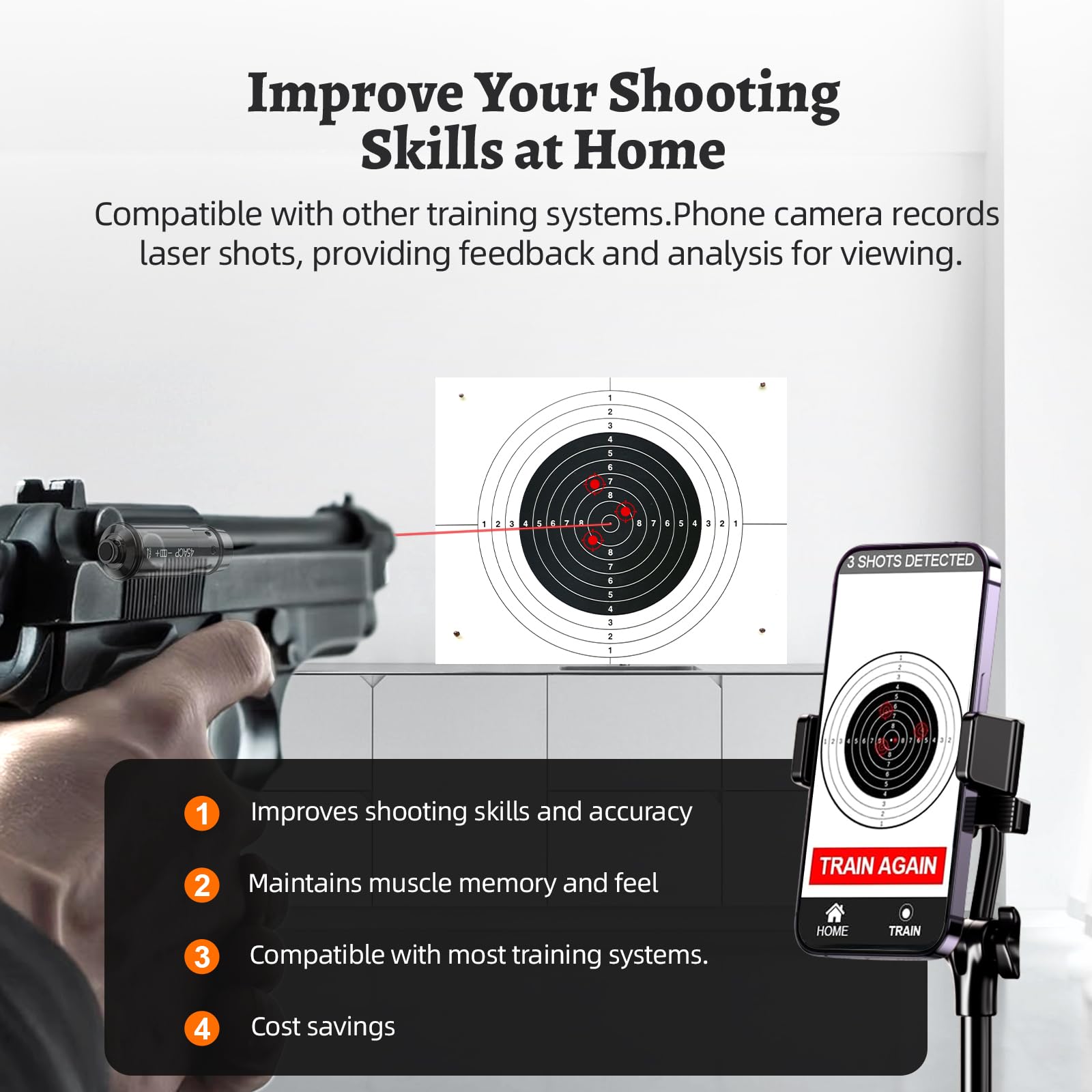 45ACP Laser Training Cartridge Dry Fire Training System for Dry Fire Practice and Shooting Training with 3 Set Batteries and Replaceable Back Cover — view 5