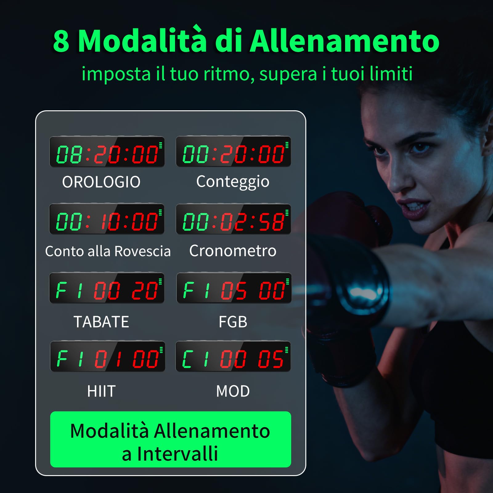 Timer da Palestra, Cronometro Sportivo Portatile, Forte Magnete, Timer a Intervalli, Batteria Potente, Orologio da Parete Digitale 12/24H con Conto alla Rovescia e Time per Casa/Garage