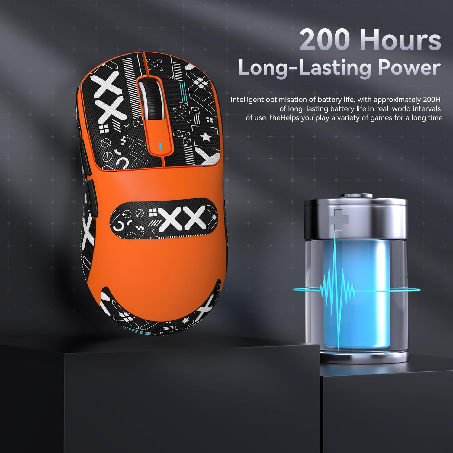 ATTACK SHARK X3 - Ratón superligero de 49 g con cinta, sensor de juegos PixArt PAW3395, BT/2.4G, mouse inalámbrico para juegos con cable, 6 DPI ajustables 26000, batería de 200 horas, ratones de — view 8