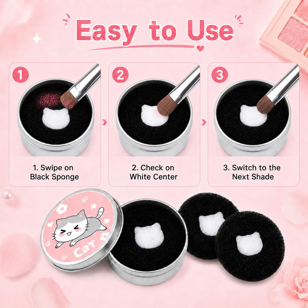Ideal Swan 4 Pack Color Removal Cleaner Sponge, Makeup Brush Cleaner Set
