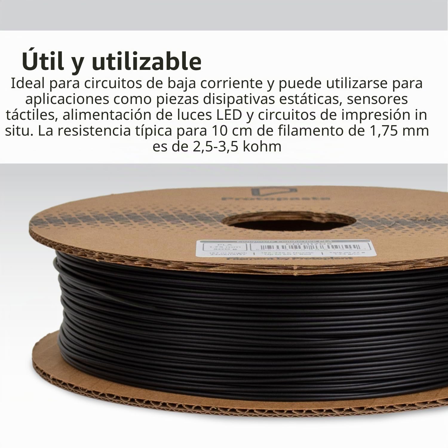 Proto-pasta CDP11705 Composite Conductive PLA, 1,75 mm, 500 g, color negro