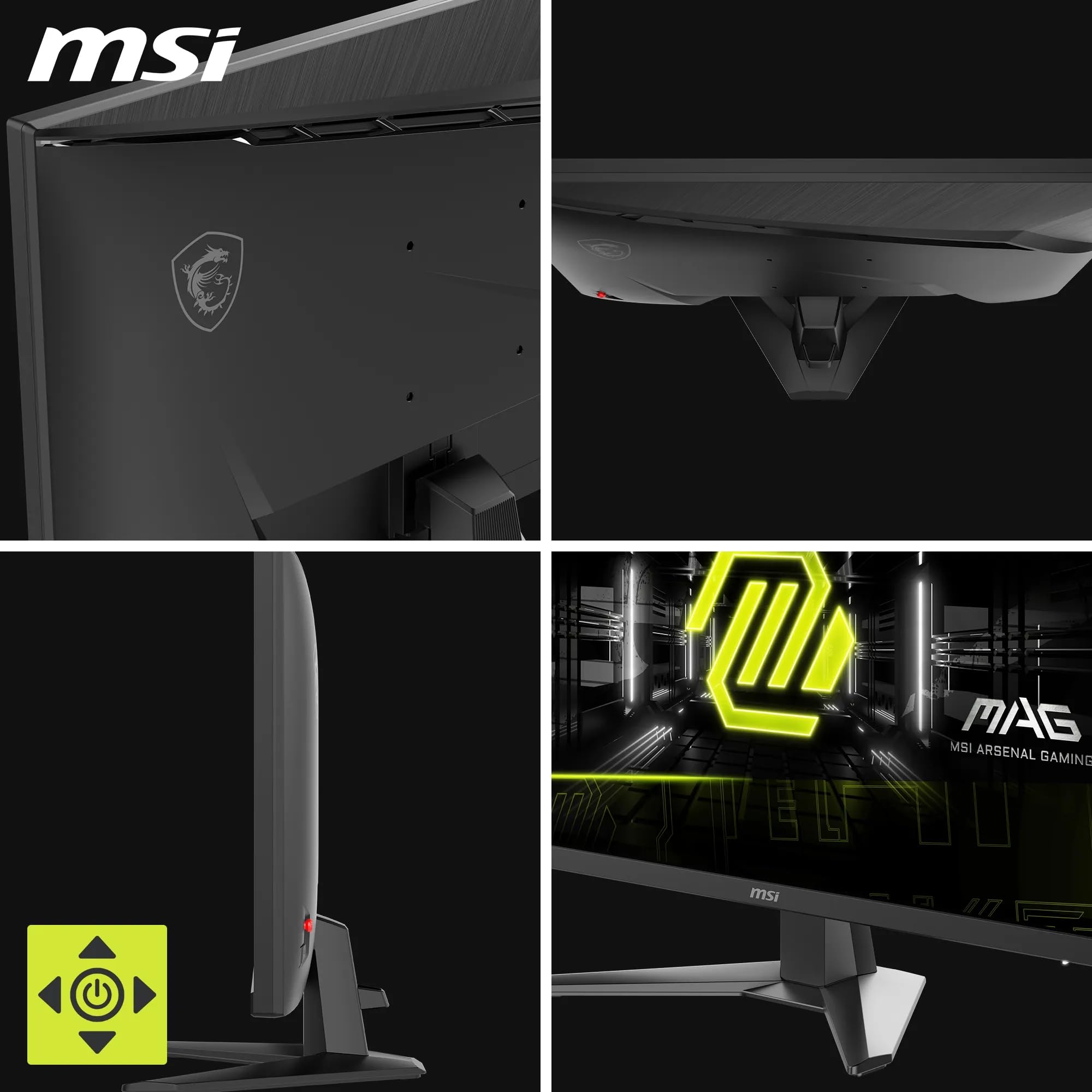 MSI MAG 272F Monitor Gaming 27", FHD 1920x1080, 200Hz, 0,5ms, HDR Ready, AMD FreeSync Premium, Eye Care, AI Vision, HDMI 2.0b, DP 1.2a, Supporto Regolabile in Inclinazione, Montaggio VESA, Nero