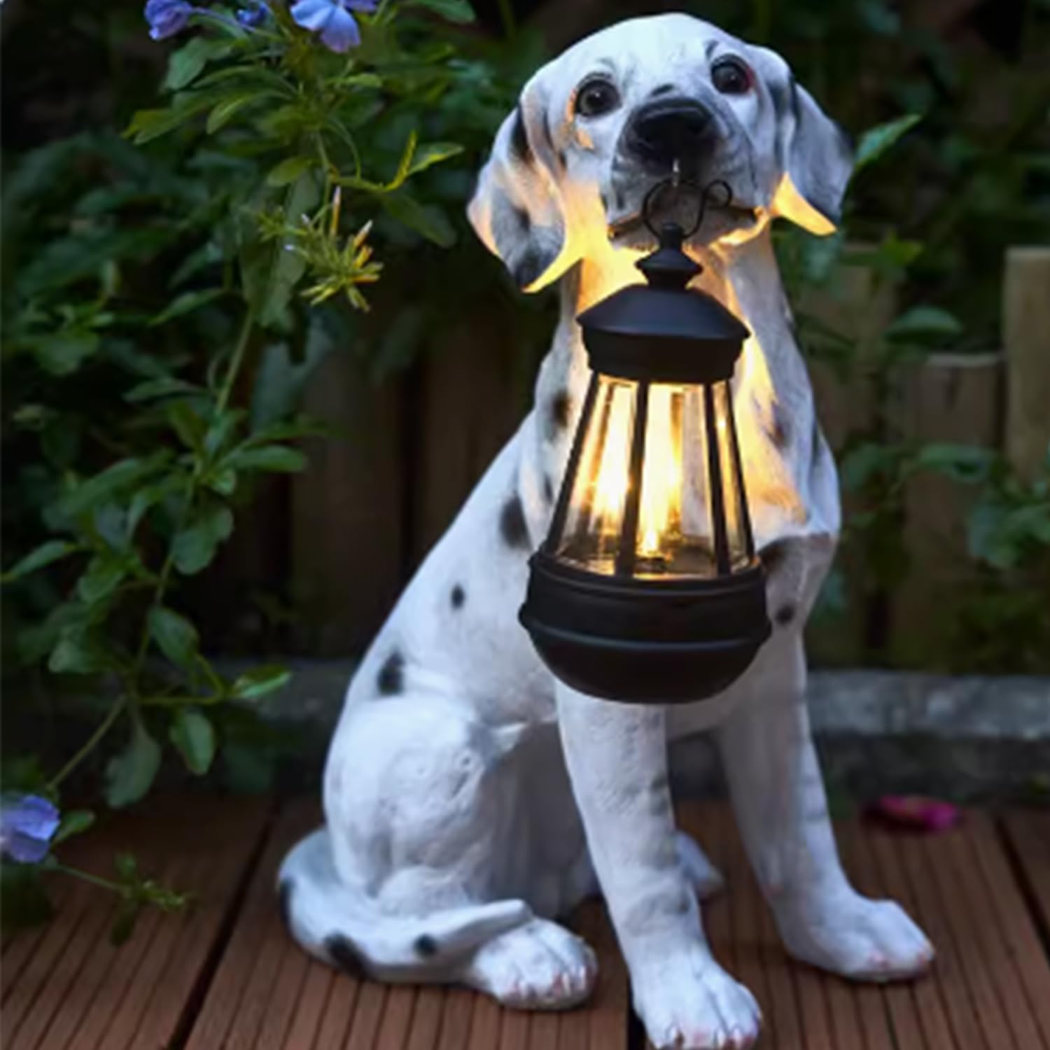 Amazon.co.jp: DHYBDZ ダルメシアン犬の屋外像、ソーラーLED付き、屋外