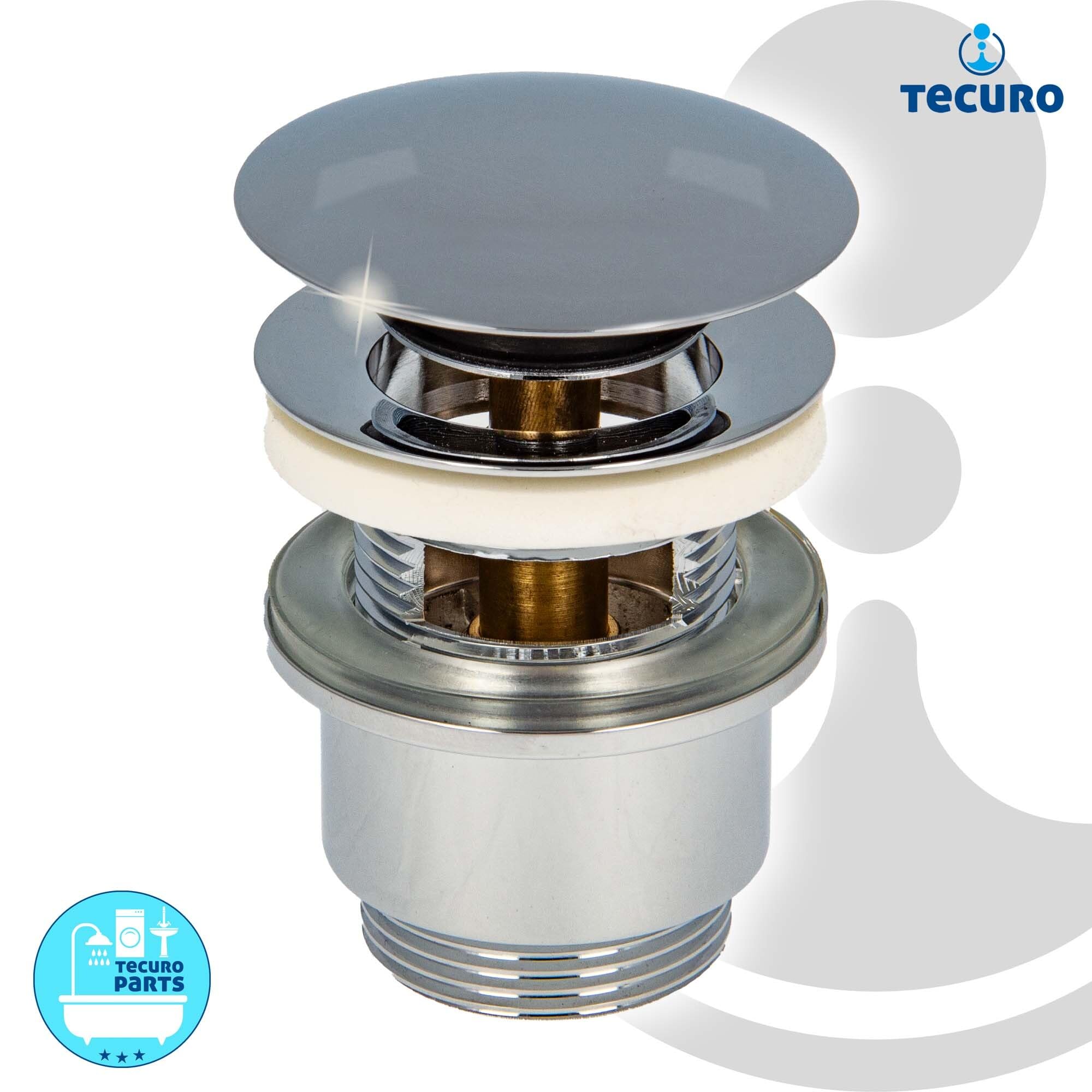 tecuro Siphon mit Pop Up Ablaufventil verchromt - Universal Set für Waschtisch/Waschbecken