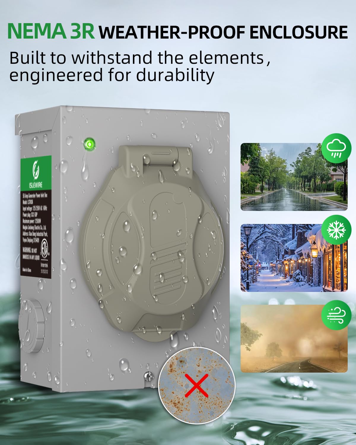 Snapklik.com : Islewire 50 Amp Generator Power Inlet Box, Pre-drilled ...