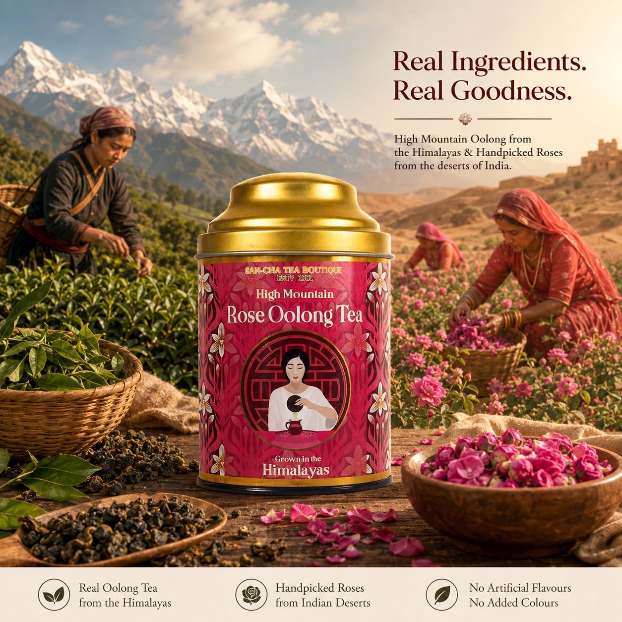 SAN-CHA Tea Boutique | Rose Oolong Tea | Semi-Fermented Himalayan Loose Leaf Tea | 50g | Sweet Floral Aroma | Since 1981 1