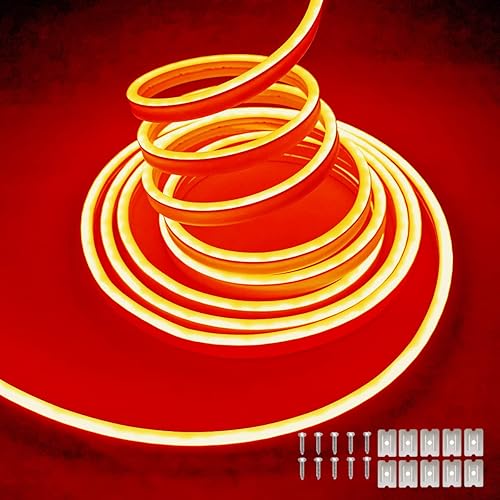 Miniatura 1 de Tira de luces LED de neón naranja, 5M 12V DC 600 SMD2835 LED, impermeable, para decoración del hogar en interiores y exteriores (naranja sin fuente