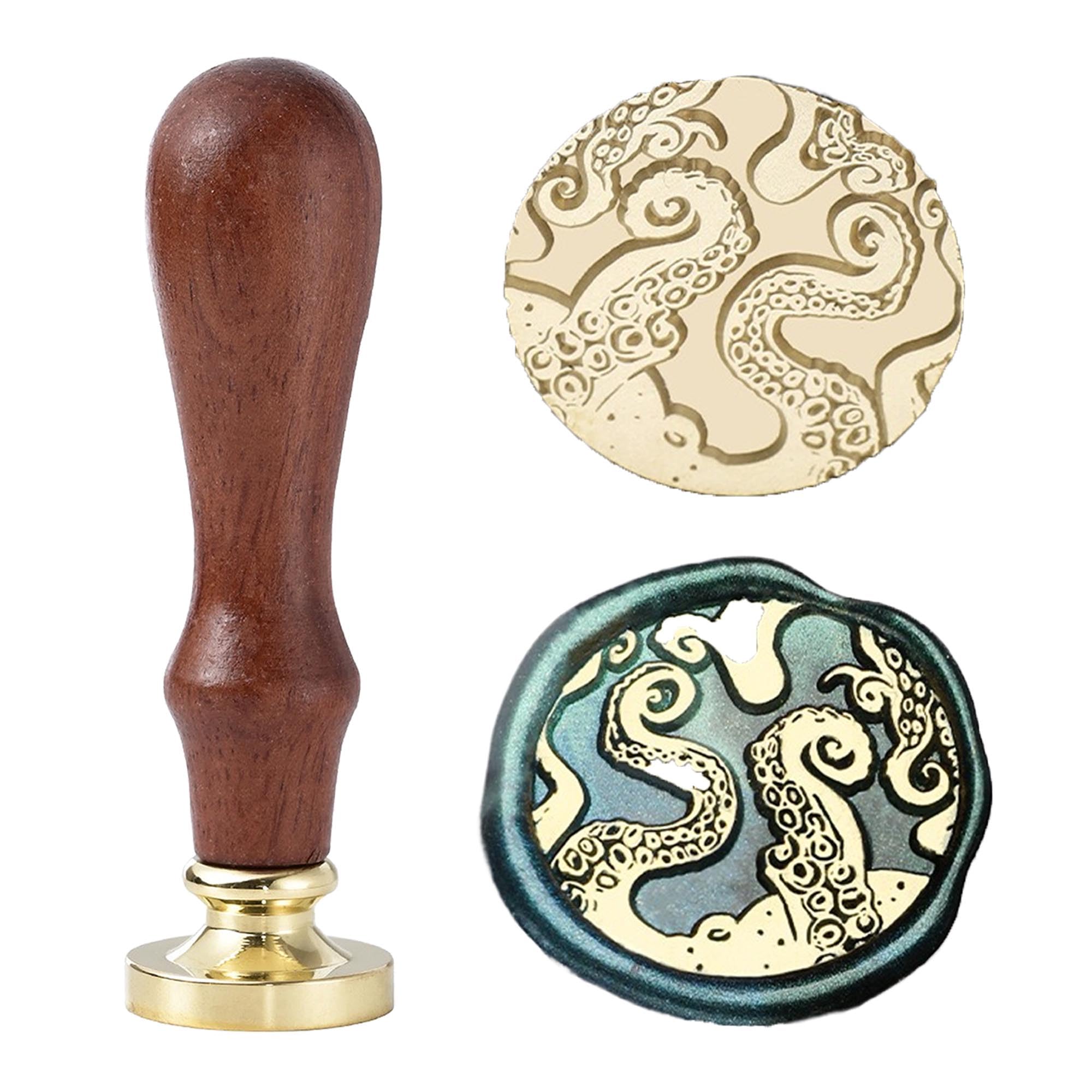 Octopus Wax Seal Stamp - Ychostamp Halloween Sealing Wax Stamp, Tentacle Brass Seal with Handle for Spooky Envelope, Party Invitation